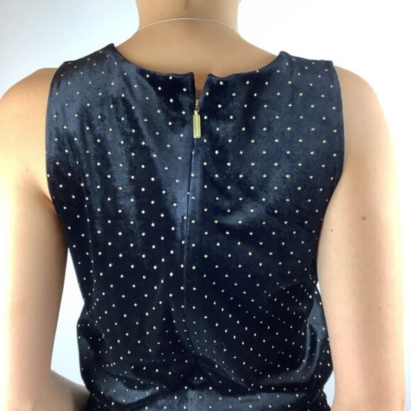 MICHAEL KORS BLACK VELVET GOLD DOTS WIDE LEG JUMPSUIT S - Picture 9 of 12